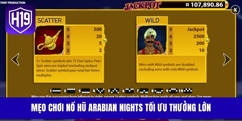 Mẹo chơi nổ hũ Arabian Nights tối ưu thưởng lớn